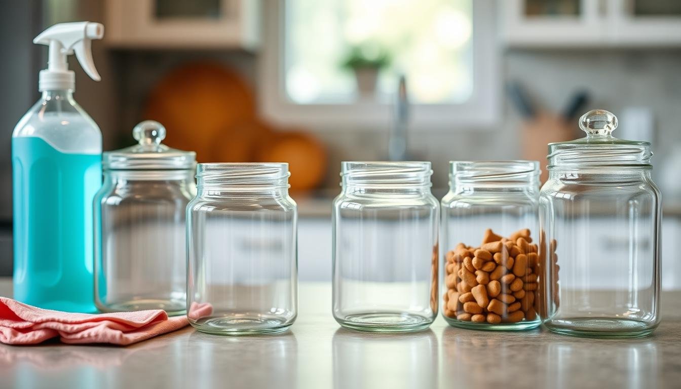 glass treat storage jars cleaning